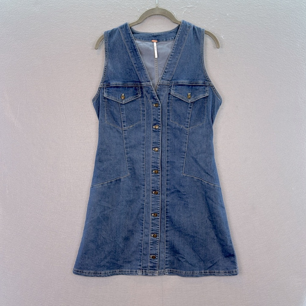 Free People Wandering Star Denim Mini Dress - Picture 3 of 5